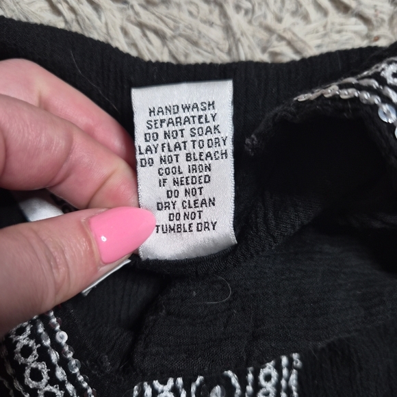 Vintage Blouse Top Cathy Daniels Black Size XL Extra Large Boho Bohemian Indie ✨ - Picture 5 of 7